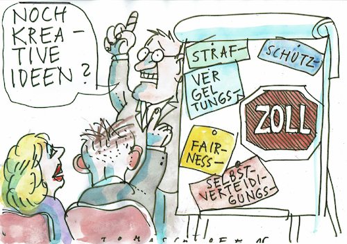 Cartoon: Zoll (medium) by Jan Tomaschoff tagged trump,zoll,handel,trump,zoll,handel