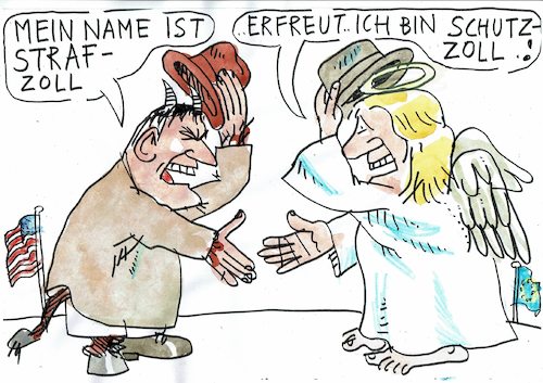 Cartoon: Zoll (medium) by Jan Tomaschoff tagged trump,eu,handel,trump,eu,handel