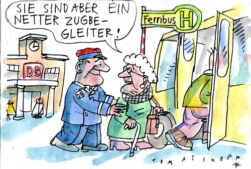 Cartoon: Zugbegleiter (medium) by Jan Tomaschoff tagged bahnstreik,zugbegleiter,bahnstreik,zugbegleiter