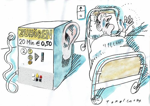 Cartoon: zuhören (medium) by Jan Tomaschoff tagged krankheit,hilfe,einsamkeit,krankheit,hilfe,einsamkeit