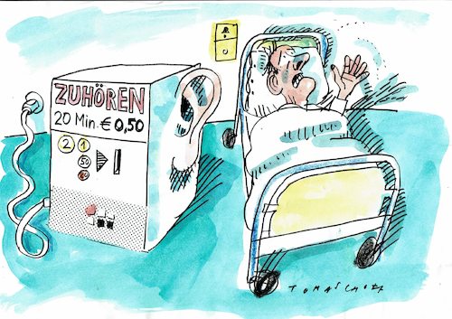 Cartoon: Zuwendung (medium) by Jan Tomaschoff tagged schwesternmangel,pflegermangel,krankenhaus,schwesternmangel,pflegermangel,krankenhaus