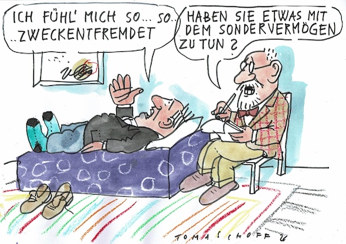 Cartoon: Zweckentfremdung (medium) by Jan Tomaschoff tagged sondervermögen,haushalt,staatsschulden,zweckentfremdung,sondervermögen,haushalt,staatsschulden,zweckentfremdung