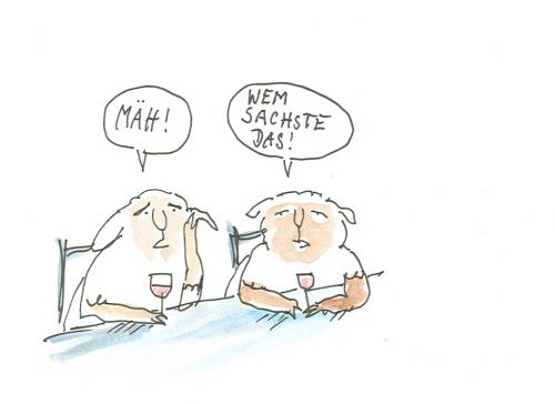 Cartoon: Wem sachste das! (medium) by nele andresen tagged bar,schafe,thekengespräch
