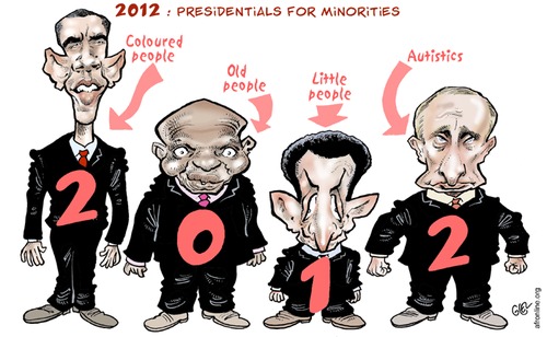 Cartoon: 2012 (medium) by Damien Glez tagged presidentials,minorities,2012