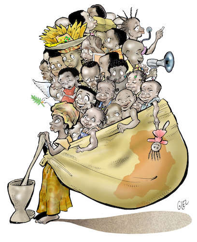 Cartoon: African demography (medium) by Damien Glez tagged demography,african,africa,children,population,demography,african,africa,children,population