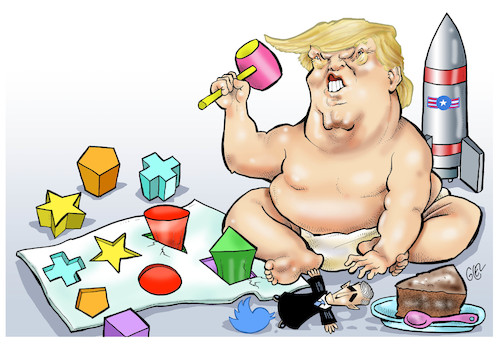 Cartoon: Baby Trump (medium) by Damien Glez tagged donald,trump,united,states,america,president,donald,trump,united,states,america,president