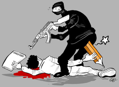 Cartoon: Charlie hebdo (medium) by Damien Glez tagged cartoonists,terrorism,bombing,media,cartoonists,terrorism,bombing,media