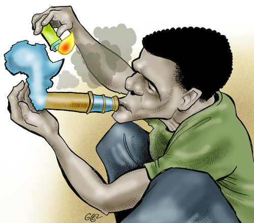 Cartoon: Drugs in Africa (medium) by Damien Glez tagged drug,africa,marijuana,cocaine,trafficking,trafficker,drug,africa,marijuana,cocaine,trafficking,trafficker