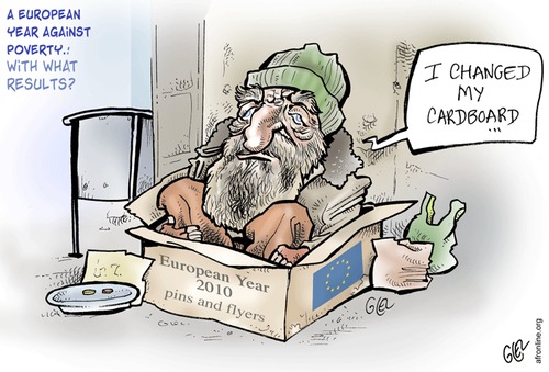 Cartoon: European Year 2010 (medium) by Damien Glez tagged europ,european,union,eu,poverty
