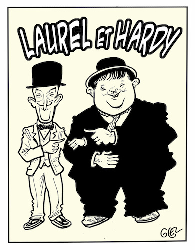 Cartoon: Laurel  and Hardy (medium) by Damien Glez tagged laurel,and,hardy,cinema