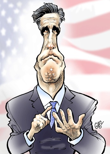 Cartoon: Mitt Romney (medium) by Damien Glez tagged mitt,romney,usa,republican,candidate