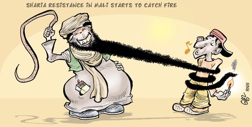Cartoon: Sharia Resistance (medium) by Damien Glez tagged maki,sharia,restistance