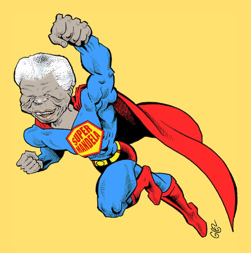 Cartoon: SuperMandela (medium) by Damien Glez tagged mandela,nelson,africa,south,mandela,nelson,africa,south