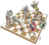 Cartoon: Refugees are pawns (small) by Damien Glez tagged refugees,conflicts,war,exile,africa,immigration