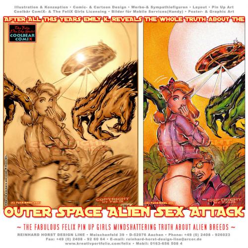 Cartoon: Alien Invaders Truth Parody (medium) by FeliXfromAC tagged outer,love,sexy,invaders,alien,woman,girl,frau,felix,alias,reinhard,horst,mann,man,ship,design,line,felixfromac,aachen,cover,retro,50th,cartoon,comix,illustration,fake,
