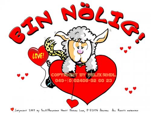 Cartoon: Bin nölig (medium) by FeliXfromAC tagged sheeps,in,love,schaf,schafe,cartoon,handy,mobile,services,liebe,funny,tiere,animals,stockart,