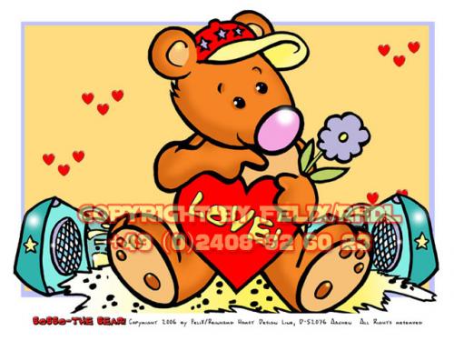 Cartoon: Bobbo der Bär - Love You! (medium) by FeliXfromAC tagged bobbo,the,bear,bär,tiere,animals,niedlich,whimsical,hadyogo,wallpaper,felix,alias,reinhard,horst,ecard,glück,greetings,glückwünsche,love,liebe