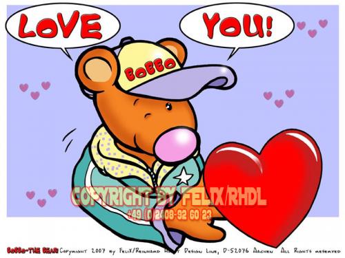 Cartoon: Bobbo the Bear-Bobbo der Bär (medium) by FeliXfromAC tagged bobbo,the,bear,bär,tiere,stockart,animals,wizard,cartoon,comic,comix,felix,alias,reinhard,horst,greeting,card,glückwunschkarte,liebe,character,design,mascot,sympathiefigur,beziehung,glück,luck,greetings,call,handy,telefon,phone,handylogo,mobile,services