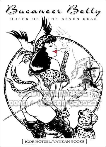 Cartoon: Bucaneer Betty by FeliX! (medium) by FeliXfromAC tagged pin,felix,the,girls,pinup,art,poster,aachen,nrw,germany,erotic,erotik,felixfromac,crazy,gun,zeichner,comiczeichner,comic,illustration,line,bw,sw,waerten,waiting,south,of,border,50th,mexico,call,telfon,anruf,sexy,girl,peppita,frazzetta,illustrator,coolbär,