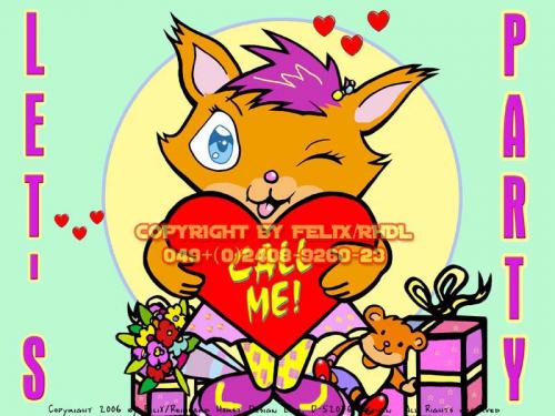 Cartoon: Cartoon Cat (medium) by FeliXfromAC tagged nice,animals,tiere,tier,logos,sympathiefiguren,mascots,wallpapers,characters,characterdesign,figuren,hey,melde,dich,whimsical,felix,alias,design,line,red,love,herzen,beziehung,aachen,katze,cat,party,greeting,card,stockart,