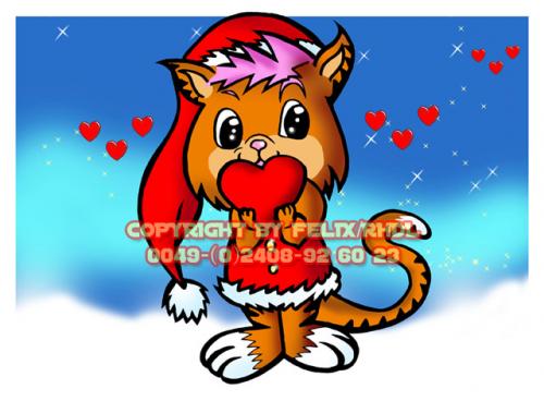 Cartoon: Cat Cartoon Character (medium) by FeliXfromAC tagged charakter,model,sheet,felix,alias,reinhard,horst,aachen,cat,katze,herz,mascot,sympathiefigur,hölle,heiß,hell,hot,design,line,layout,entwurf,rot,red,comic,xmas,weihnachten,cartoon,illustration,stockart