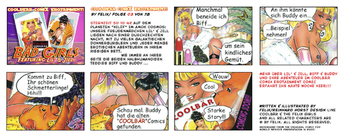 Cartoon: CoolBear Comix Handy Comic (medium) by FeliXfromAC tagged coolbear,comix,erotainment,felix,alias,reinhard,horst,design,line,aachen,comic,pin,up,girl,erotic,erotik,sexy,bär,illustration,illustrator,designer,comiczeichner