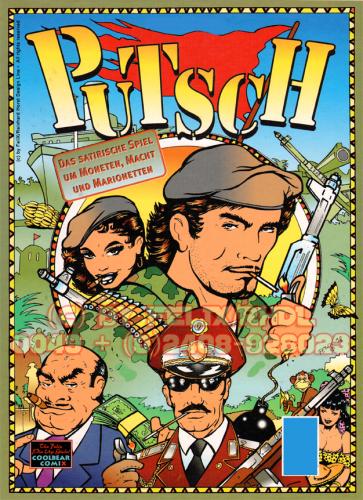 Cartoon: Cover Illustration PUTSCH! (medium) by FeliXfromAC tagged felix,alias,reinhard,horst,aachen,design,line,comic,cartoon,illustration,putsch,game,spiel,brettspiel,umsturz,bananenrepublik