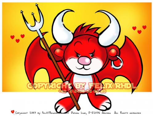 Cartoon: Develino  -  Character Design (medium) by FeliXfromAC tagged charakter,model,sheet,felix,alias,reinhard,horst,aachen,devil,teufel,mascot,sympathiefigur,hölle,heiß,hell,hot,design,line,layout,entwurf,rot,red,comic,cartoon,illustration,