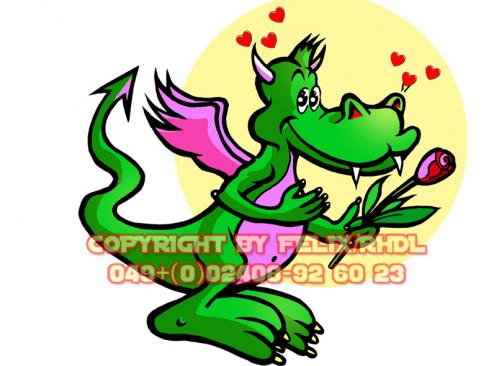 Cartoon: Dragons in Love 10 (medium) by FeliXfromAC tagged felix,whimsical,figuren,characterdesign,nice,animals,tiere,tier,logos,stockart,sympathiefiguren,mascots,wallpapers,characters,alias,reinhard,horst,design,line,drache,dragon,red,love,herzen,beziehung,flowers,blume