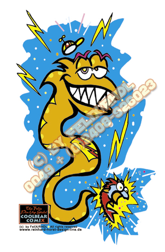 Cartoon: ELECTRIC EEL SHOCKED (medium) by FeliXfromAC tagged felix,reinhard,horst,design,line,aachen,illustration,illustrator,comic,cartoon,germany,aal,electric,eel,shck,fun,maritim
