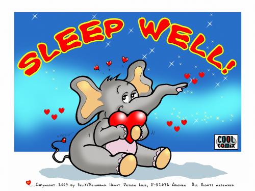 Cartoon: Good Night Character (medium) by FeliXfromAC tagged charakter,model,sheet,stockart,felix,alias,reinhard,horst,aachen,elefant,elephant,good,night,gute,nacht,mascot,sympathiefigur,design,line,layout,entwurf,rot,red,comic,cartoon,illustration,heart,herz,love,liebe