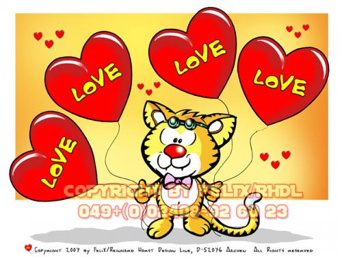 Cartoon: Greeting Card Design-Grußkarte (medium) by FeliXfromAC tagged stockart,einschlafen,charakter,model,sheet,felix,alias,reinhard,horst,aachen,devil,teufel,mascot,sympathiefigur,gute,nacht,design,line,layout,entwurf,rot,red,comic,cartoon,illustration,katze,cat,ballon,balloon,love