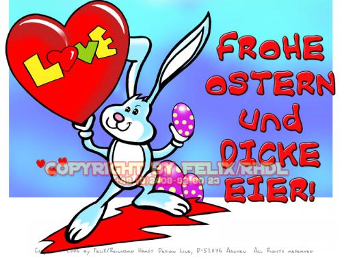 Cartoon: Happy Easter-Frohe Ostern 03 (medium) by FeliXfromAC tagged nice,animals,tiere,tier,logos,sympathiefiguren,mascots,wallpapers,characters,characterdesign,figuren,hey,melde,dich,whimsical,felix,alias,design,line,red,love,herzen,beziehung,aachen,hase,rabbit,hare,ostern,eastern,greeting,