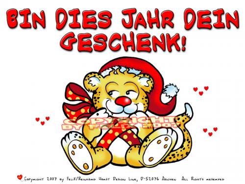 Cartoon: Merry X-Mas-Lovecrazy Leo (medium) by FeliXfromAC tagged leo,love,tiere,lovecrazy,character,design,handy,wallpaper,leopard,christmas,comic,comix,cartoon,xmas,weihnachten,felix,alias,reinhard,horst,