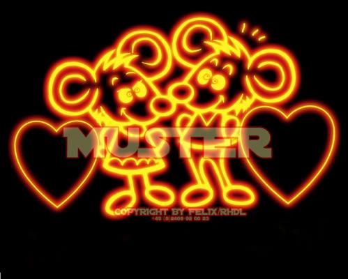 Cartoon: Neon Cartoon (medium) by FeliXfromAC tagged charakter,model,sheet,felix,alias,reinhard,horst,aachen,mouse,maus,mascot,sympathiefigur,herz,heart,flower,blumen,neon,comic,cartoon,illustration,stockart,