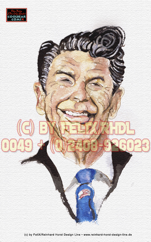 Cartoon: Ronald Reagan by FeliX (medium) by FeliXfromAC tagged feliax,alias,reinhard,horst,ronald,reagan,karikatur,caricature,aachen,illustration,illustrator,felixfromac,design,line,horstmeister,präsident,president