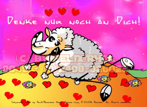 Cartoon: Sheep in Love (medium) by FeliXfromAC tagged felix,alias,reinhard,horst,aachen,stockart,sheeps,in,love,schaf,schafe,cartoon,handy,mobile,services,liebe,funny,tiere,animals,devil,teufel