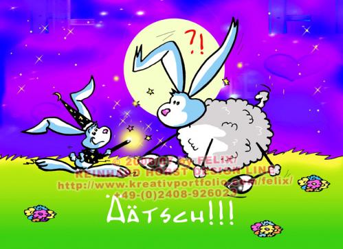 Cartoon: Sheep in Love (medium) by FeliXfromAC tagged schaf,sheep,easter,egg,hase,felix,alias,reinhard,horst,comic,cartoon,love,liebe,design,line,aachen,hare,rabbit,tier,tiere,animal,animals,festtage,malen,illustration,grüße,greeting,card,