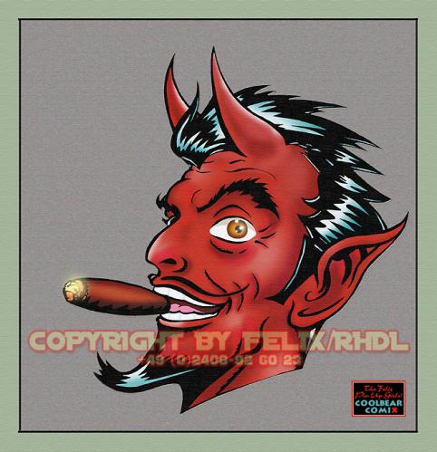 Cartoon: Smoking Devil (medium) by FeliXfromAC tagged devil,teufel,smoke,stockart,rauch,dunst,mann,man,zigarre,cigar,felix,alias,red,rot,design,line,aachen,comix,comic,cartoon,