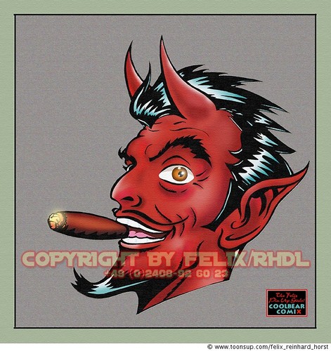 Cartoon: Smoking Devil Design (medium) by FeliXfromAC tagged felix,alias,reinhard,horst,desgn,line,aachen,illustration,illustrator,nrw,germany,devil,teufel,smoke,rauchender,rauchen,smoking,comiczeichner,felixfromac