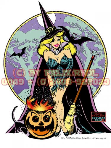 Cartoon: The FeliX Pin Up Girls (medium) by FeliXfromAC tagged halloween,frau,woman,stockart,felix,pin,up,girls,poster,tshirt,girl,sexy,collection,1942,hexe,witch,witchcraft,alias,reinhard,horst,puimpkin,kürbis