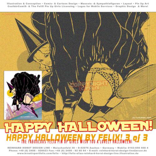 Cartoon: The FeliX Pin Up Girls 34 (medium) by FeliXfromAC tagged halloween,frau,woman,stockart,felix,pin,up,girls,poster,tshirt,girl,sexy,collection,1942,hexe,witch,witchcraft,alias,reinhard,horst