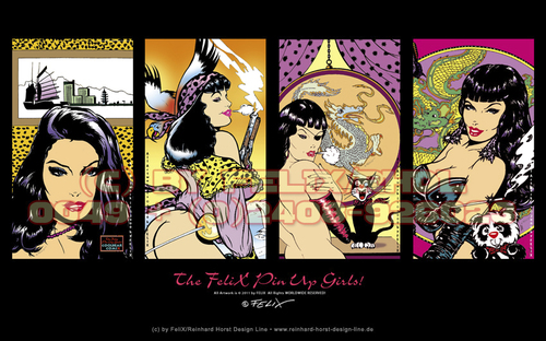 Cartoon: The FeliX Pin Up Girls Sampler! (medium) by FeliXfromAC tagged the,felix,pin,upg,girls,alias,reinhard,horst,design,line,aachen,pinup,erotik,art,germany,comic,cartoon,illustration,illustrator