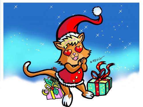 Verliebte Weihnachtskatze Verliebte Weihnachtskatze