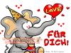 Cartoon: Für Dich! (small) by FeliXfromAC tagged charakter model sheet stockart felix alias reinhard horst aachen elefant elephant happy birthday mascot sympathiefigur design line layout entwurf rot red comic cartoon illustration stockart heart herz love liebe