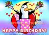 Cartoon: Happy Birthday (small) by FeliXfromAC tagged nice animals tiere tier logos stockart sympathiefiguren mascots wallpapers characters characterdesign figuren hey melde dich whimsical felix alias reinhard horst reinhard horst design line red love herzen beziehung aachen pinguin penguine greeting card bi