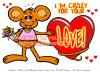Cartoon: Love! Greeting Card (small) by FeliXfromAC tagged mouse,maus,charakter,model,sheet,felix,alias,reinhard,horst,aachen,mascot,sympathiefigur,gute,nacht,design,line,layout,entwurf,rot,red,comic,cartoon,illustration,stockart