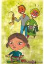 Cartoon: Great Expectations (small) by illustrita tagged man,woman,frau,mann,kinder,beziehung,education,kids,play,girl,learn,expectations,grow,up,saxophone,jacket,couple