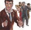 Cartoon: thriller (small) by illustrita tagged literatur,thriller,man,gangster,private,detective,gun,mob,action,old,fashion,mann