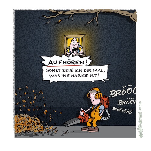 Cartoon: Man kann den Herbst wieder hören (medium) by Jo Drathjer tagged herbstmusik,laubblaeser,herbst,laub,herbstlaub,brööööö,herbstfreuden,lärm,herbststimmung,goldenerherbst,backtotheroots